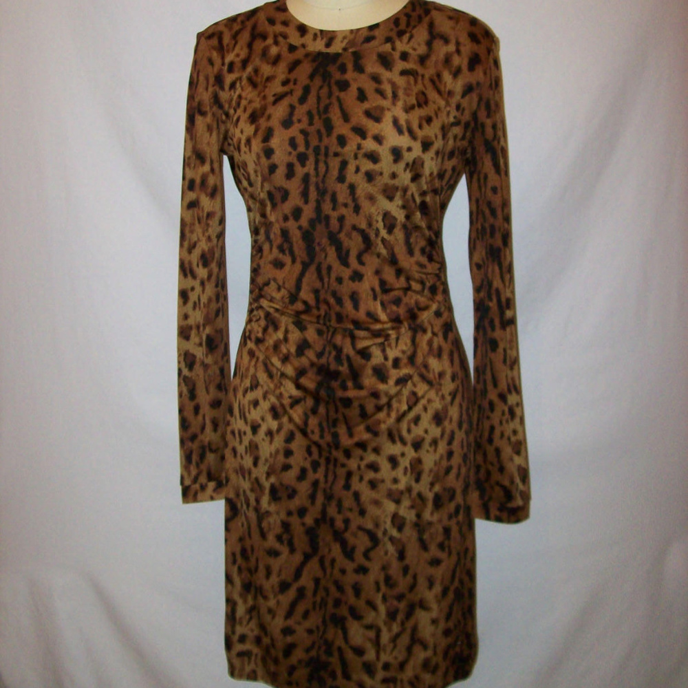 Tory Burch Animal Print Silk Jersey Draped Dress